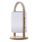 Lampe enceinte bluetooth sans fil - LUMISKY - WOODY PLAY - H37 cm - Poignée bois - LED blanc et multicolore dimmable