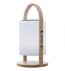 Lampe enceinte bluetooth sans fil - LUMISKY - WOODY PLAY - H37 cm - Poignée bois - LED blanc et multicolore dimmable