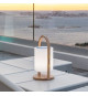 Lampe enceinte bluetooth sans fil - LUMISKY - WOODY PLAY - H37 cm - Poignée bois - LED blanc et multicolore dimmable