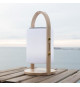 Lampe enceinte bluetooth sans fil - LUMISKY - WOODY PLAY - H37 cm - Poignée bois - LED blanc et multicolore dimmable