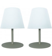 Set de 2 lampes de table sans fil - LUMISKY - TWINS - Olive - H16 cm - LED