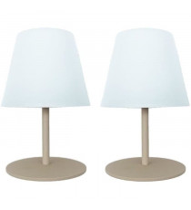 Set de 2 lampes de table sans fil - LUMISKY - TWINS - Cream - H16 cm - LED