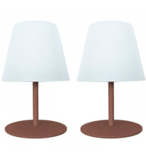 Set de 2 lampes de table sans fil - LUMISKY - TWINS - Terracota - H16 cm - LED
