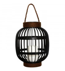 Lanterne solaire décorative - LUMISKY - FIDJY - H30 cm - Poignée en corde effet bougie - LED blanc chaud