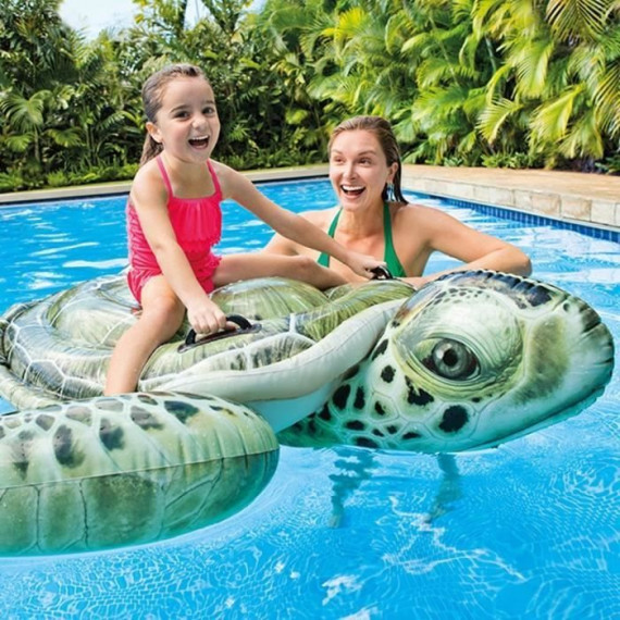 Bouée gonflable Tortue de Mer a Chevaucher - INTEX - Design réaliste - Pour enfants a partir de 3 ans
