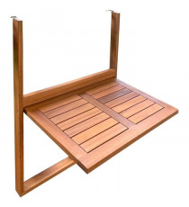 Table de balcon suspendue LILOU - Bois d'acacia FSC - Pliable - 60x44x80 cm