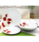 Service de Table 18 pieces en porcelaine Coquelicot rouge et blanc