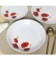 Service de Table 18 pieces en porcelaine Coquelicot rouge et blanc