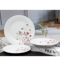 Service de Table 18 pieces en porcelaine Papillons rouge