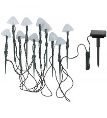 10 mini-champignons lumineux solaires a piquer - LUMISKY - CHAMPY - 3.8 m - Balisage allée - LED blanc chaud