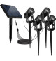 Quatre spots solaires 4 en 1 a piquer ou a fixer - LUMISKY - ROUNDY - H27 cm - LED blanc froid