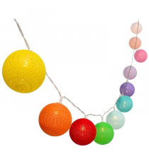 Guirlande lumineuse solaire - LUMISKY - MIMY COLORS SOLAR - 3.80 m - Boules de coton - 10 ampoules - LED blanc chaud