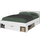 Chambre complete adulte - DREAM - Lit 140x190/200 cm + 2 chevets + armoire - Décor blanc et chene - PARISOT