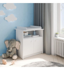 Commode a langer 2 portes, 1 niche - HELICIA - Blanc mat - 79,6 x 70 x 94,4 cm - DEMEYERE