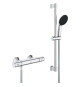 Ensemble de douche avec mitigeur thermostatique, pommeau 1 jet, barre 60cm et flexible - GROHE 34597001 - Economie d'eau - Ch…