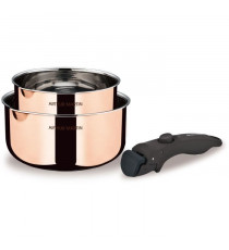 2 casseroles 16-20 cm + 1 poignée - ARTHUR MARTIN - AM720GT - 3 couches triple action - Tous feux dont induction