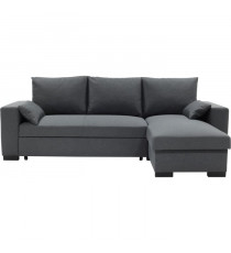 Canapé d'angle convertible - MORGAN CV RV Neve - 3 places - Anthracite avec coffre et coussins déco - CONFORTEAM