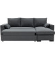 Canapé d'angle convertible - MORGAN CV RV Neve - 3 places - Anthracite avec coffre et coussins déco - CONFORTEAM