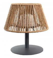 Lampe de table sans fil - LUMISKY - STANDY MINI RAFFY - H22 cm - Raphia naturel - LED blanc chaud et blanc