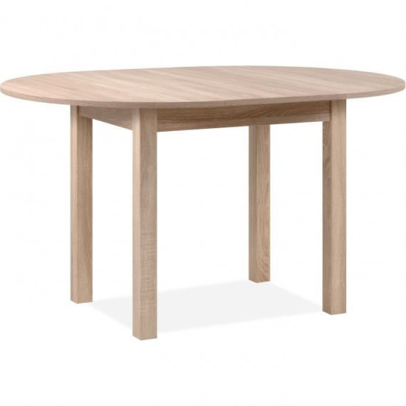 Table a manger extensible ronde COBURG - Décor chene sonoma - L100-140 x H76 x P100 cm - Allonge incluse dans l'emballage
