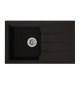STRADOUR Evier cuisine a encastrer 1 bac + 1 égouttoir Alineo - Composite MMC - 81 x 50 cm - Noir