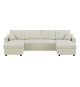 Canapé d'angle convertible panoramique + 2 coffres de rangement + 2 coussins - Tissu Beige - L 300 x P 148 x H 83 cm - OWENS