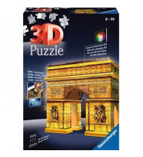 Puzzle 3D Arc de Triomphe illuminé - Ravensburger - 216 pieces - sans colle - avec LEDS couleur - Enfant 8 ans