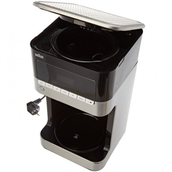 Cafetiere filtre Braun KF7125BK - Corps noir et métal - 12 tasses - Programmable - Verseuse isotherme