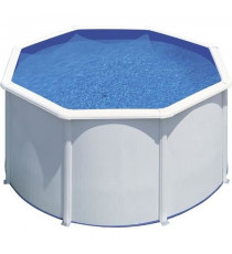 GRE - Kit Piscine hors sol acier ronde blanche - Fidji - Ø260 x 122 cm (Livrée avec une échelle de sécurité et un filtre a sa…