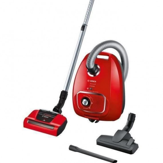 BOSCH BGBS4PET1 ProAnimal - Aspirateur Traîneau Anti Poils d'Animaux  Avec sac 4L  75 dB - 600 W - Rouge