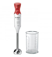 Mixeur plongeant BOSCH - 450W - Pied inox - 4 lames aiguisées - 2 vitesses - Bol gradué 600ml - blanc/rouge