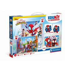 Clementoni - Edukit - Coffret Spidey 4 en 1 -  Un puzzle de 30 et de 48 pieces, un mémo et six cubes - Dés 4 ans