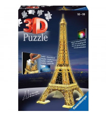 Puzzle 3D Tour Eiffel illuminée - Ravensburger - 216 pieces - sans colle - avec LEDS couleur - Des 10 ans