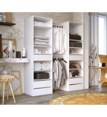 Kit dressing 2 colonnes - Décor blanc - 6 tiroirs - 2 barres de penderie - L 177 x P 48 x H 200,2 cm - COMBI