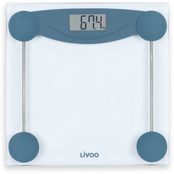 LIVOO DOM426B - Pese-personne électronique -  Plateau en verre trempé et écran LCD -  Pesée jusqu'a 180 kg -  Graduation au 1…