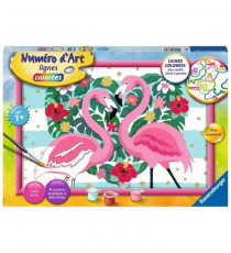 Numéro d'art - grand format - Flamingos amoureux - Ravensburger - Kit complet de Peinture au numéro - Des 9 ans