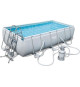 Kit Piscine hors sol tubulaire BESTWAY - Power Steel - 404 x 201 x 100 cm - Rectangulaire (Filtre a sable, échelle, diffuseur)