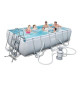 Kit Piscine hors sol tubulaire BESTWAY - Power Steel - 404 x 201 x 100 cm - Rectangulaire (Filtre a sable, échelle, diffuseur)