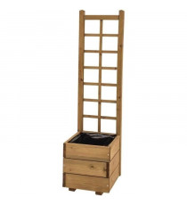 EKJU Bac a fleurs carré avec treillis droit en sapin - 32 x 32 x H 120 cm