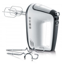 Batteur électrique SEVERIN HM3830 - 5 vitesses + fonction turbo, 1 600 tours/min, 2 fouets et crochets inox