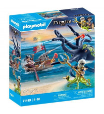 PLAYMOBIL 71419 Pirate avec pieuvre géante - Pirates - Avec un pirate, un canon, un monstre pieuvre géant  - Des 4 ans