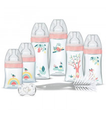 Dodie Kit Naissance - 6 Biberons Anti-Colique Tétines Plates, 1 Sucette Anatomique 0-2 Mois, 1 Goupillon - Sans BPA - Vert