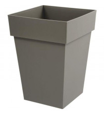 EDA Pot de fleur mi-haut carré Toscane - 39 x 39 x H 53 cm - 51 L - Taupe