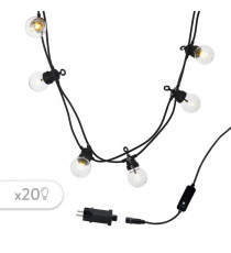 LUMI JARDIN Guirlande lumineuse extérieure connectable Party Clear - 20 globes guinguette - LED - 9,6 m - Blanc chaud