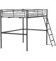 Lit mezzanine en métal ELIOT - Noir - Sommier inclus - 140 x 200 cm