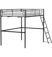 Lit mezzanine en métal ELIOT - Noir - Sommier inclus - 140 x 200 cm