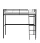 Lit mezzanine en métal ELIOT - Noir - Sommier inclus - 140 x 200 cm