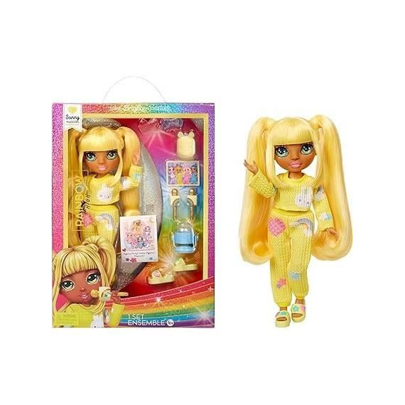 Junior High Pyjama Party - Poupée mannequin articulée 22 cm - Sunny (Jaune) - Nombreux accessoires - a partir de 4 ans