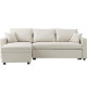 Canapé d'angle réversible convertible grand couchage + coffre - 3 places - Tissu Beige - L 228 x P 148 x H 86 cm - OWENS