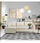 Canapé d'angle réversible convertible grand couchage + coffre - 3 places - Tissu Beige - L 228 x P 148 x H 86 cm - OWENS